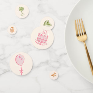 Confettis de table de joyeux anniversaire dessinés