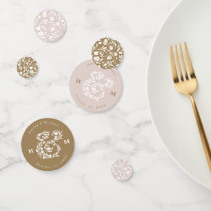 Confettis de table de mariage à l'ampersand floral
