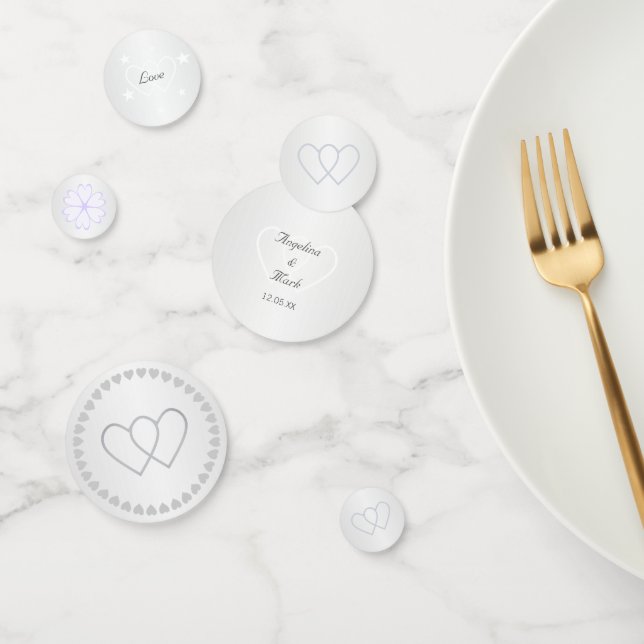 Confettis de table de mariage personnalisés argent (Groupe)