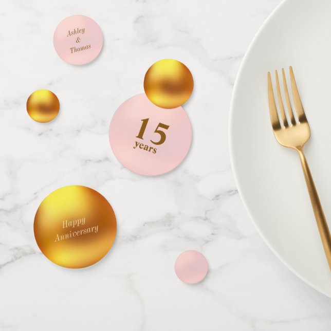 Confettis de table or et rose pour 15e anniversair (Groupe)