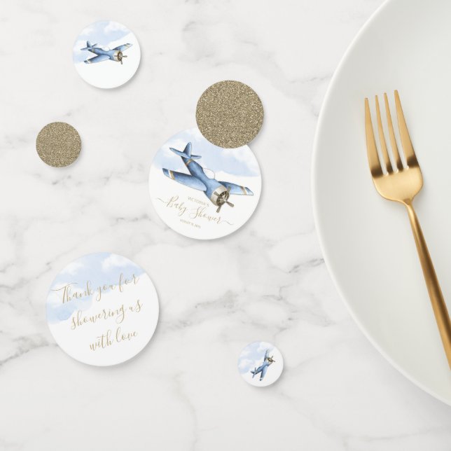 Confettis de table pour Baby Shower Vintage Avion (Groupe)