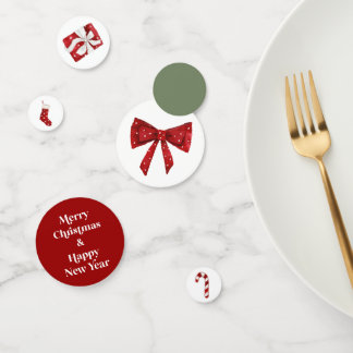 Confettis de table pour fête de Noël avec nœud rou