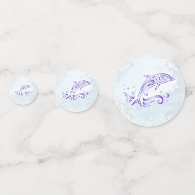 Confettis de table pour mariage dauphin violet (Devant)