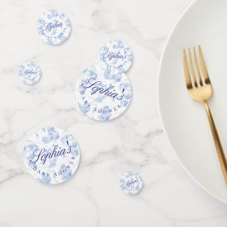 Confettis de table Toile de Jouy bleue pour Baby S