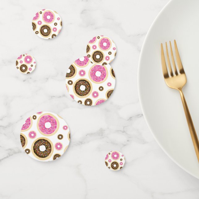Confettis Décor de table de fête amusant avec donuts rose et (Groupe)