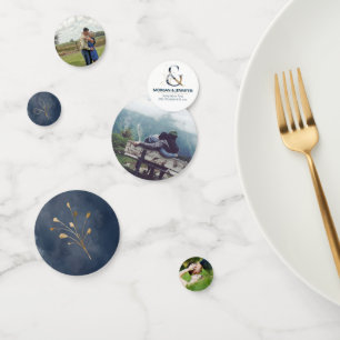 Confettis Décor de table d'or bleu mariage