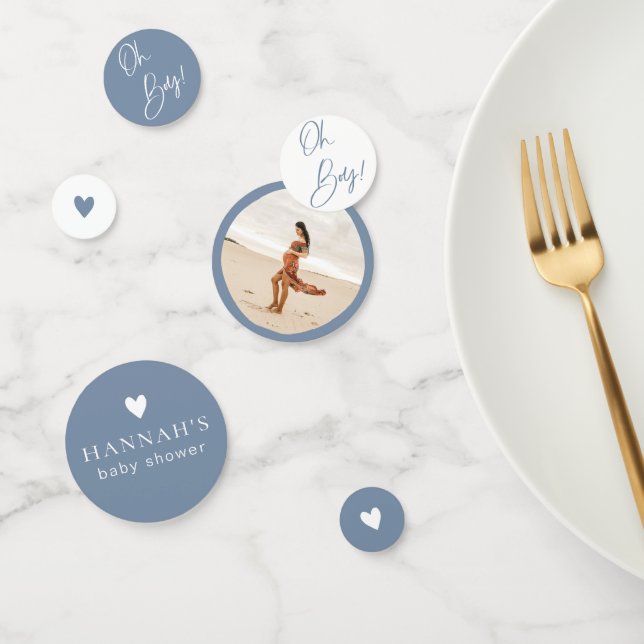Confettis Denim Blue Boy Baby shower Custom (Groupe)