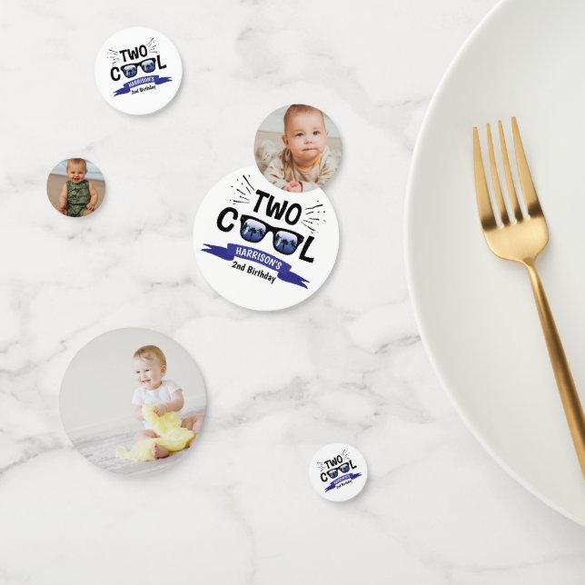 Confettis Deux garçons Cool 2e fête d'anniversaire Photo (Groupe)