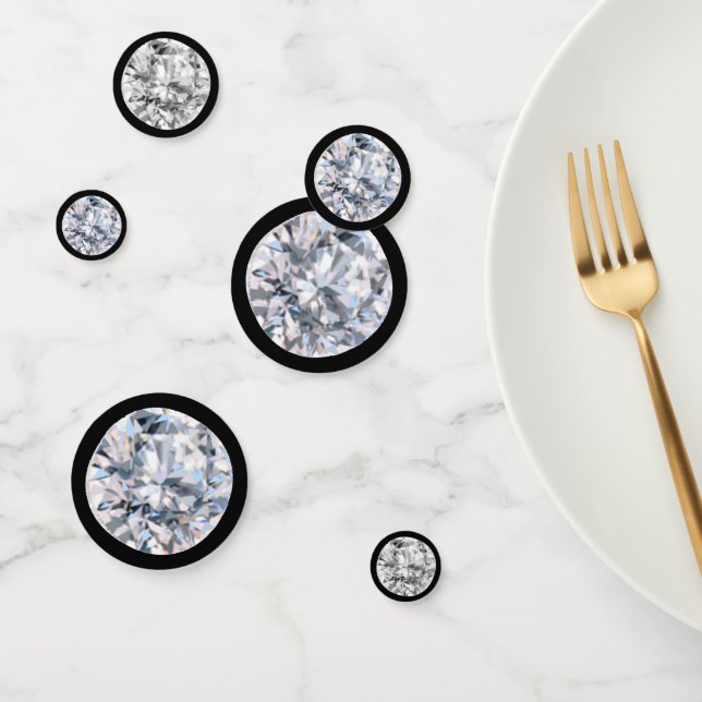 Confettis Diamant élégant sur fond noir (Groupe)