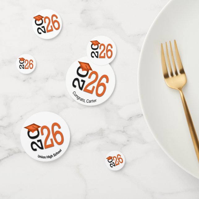 Confettis Diplômé Orange et Noir 2026  (Groupe)