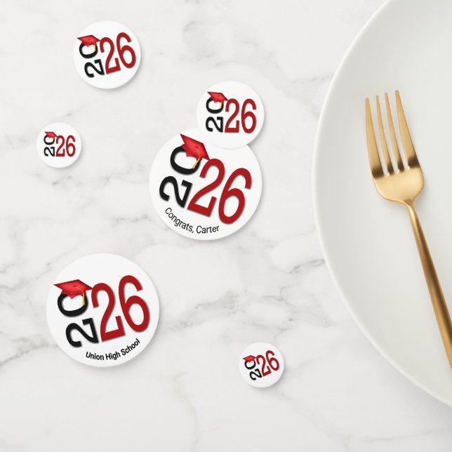 Confettis Diplômé Rouge et Noir 2026  (Groupe)
