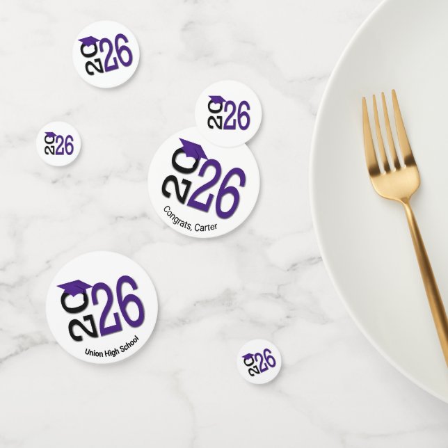 Confettis Diplômé Violet et Noir 2026  (Groupe)