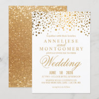 Confettis d'or et faire-part de mariage de parties