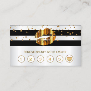 Confettis d'or et lèvres d'or - cartes de fidéli
