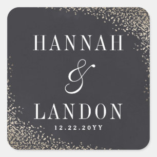 Confettis dorés autocollant mariage couple faux fe