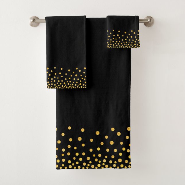 Confettis dorés élégants sur fond noir (En situation)