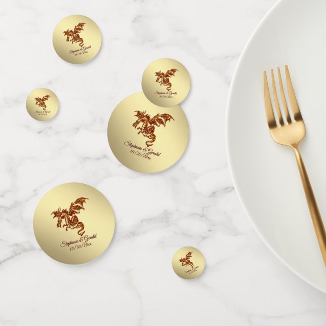 Confettis Dragon flamboyant sur Gold Personal (Groupe)