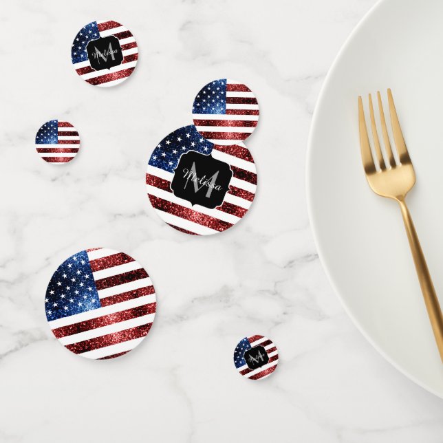 Confettis Drapeau américain rouge bleu étincelles parties sc (Groupe)