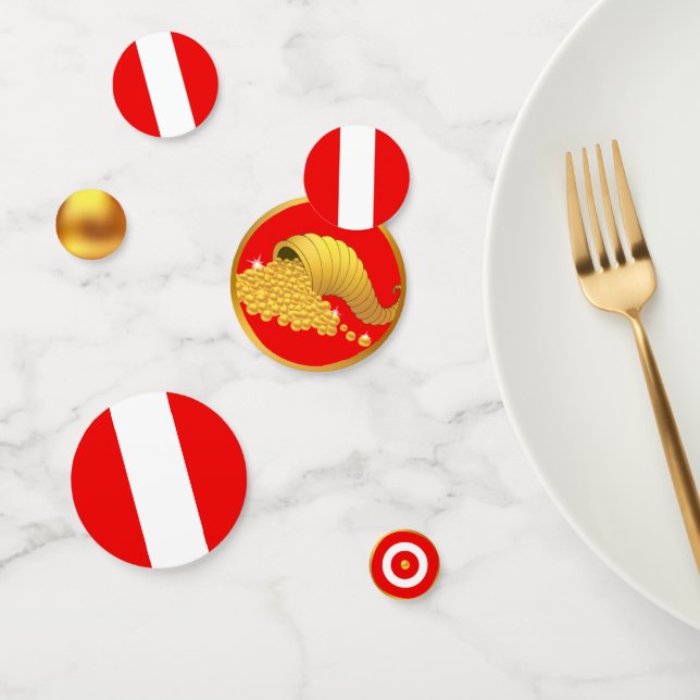 Confettis Drapeau péruvien et table de Cornucopy d'or Confet (Groupe)