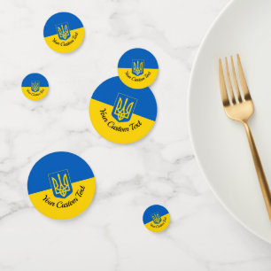 Confettis Drapeau ukrainien avec armoiries et texte personna