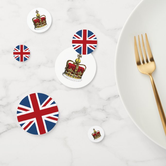 Confettis Drapeau Union Jack et Couronnes (Groupe)
