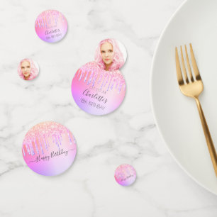 Confettis Draps photo rose violet 18e anniversaire