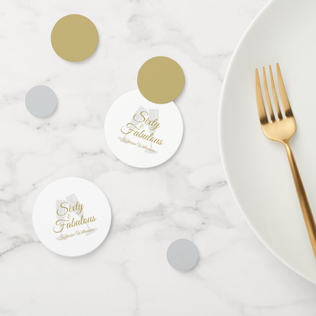 Confettis Elegant 60 and Fabulous Birthday Party White Gold  (Groupe)