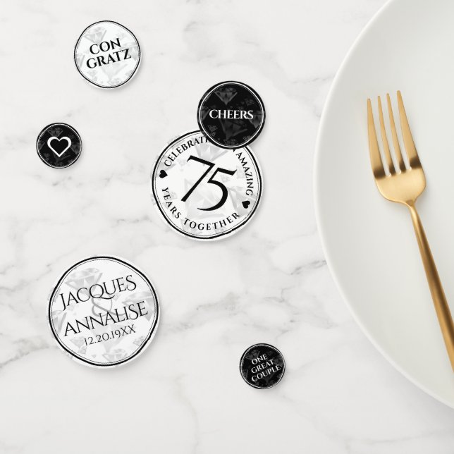 Confettis Élégant 75e anniversaire de Mariage de diamant (Groupe)