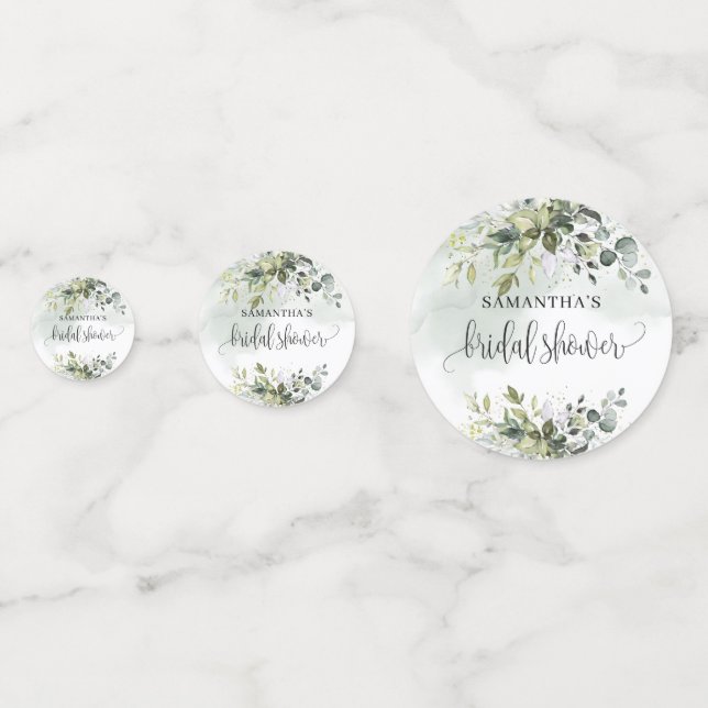 Confettis Elegant eucalyptus poussiéreux vert or Fête de Mar (Devant)