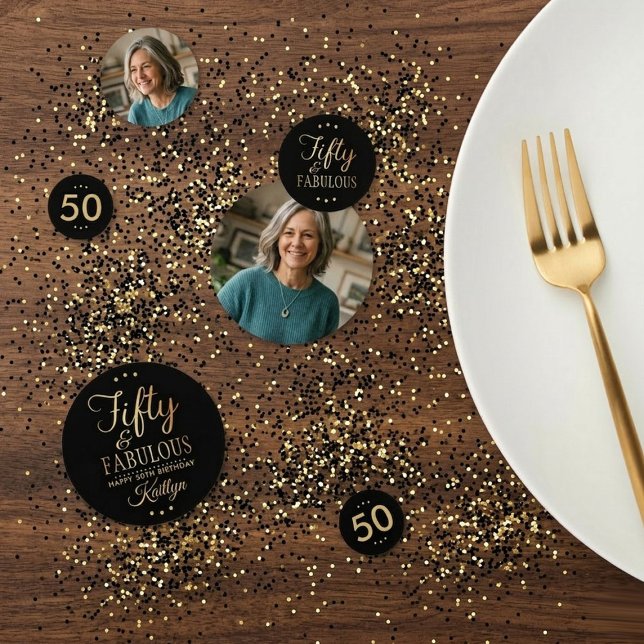 Confettis Elegant Fifty and Fabulous! 50th Birthday Party (Créateur téléchargé)