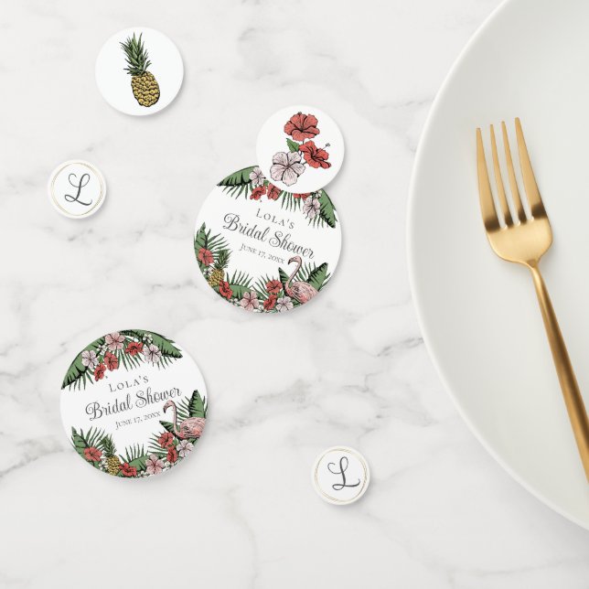 Confettis Élégant Flamant Tropical & Fête de Mariage de Hibi (Groupe)