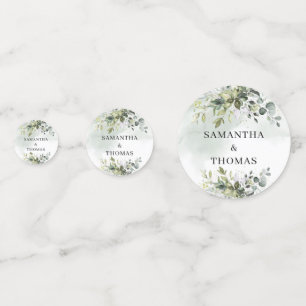 Confettis Élégant mariage botanique vert eucalyptus or