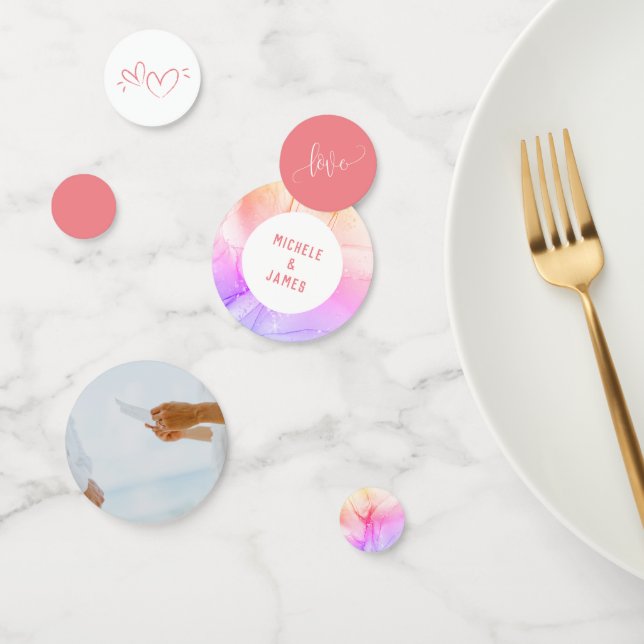 Confettis Élégant moderne romantique marbre rose Mariage pho (Groupe)