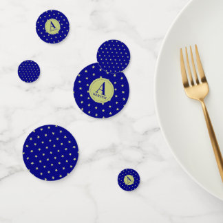 Confettis Élégant or et bleu étoile Motif Monogramme