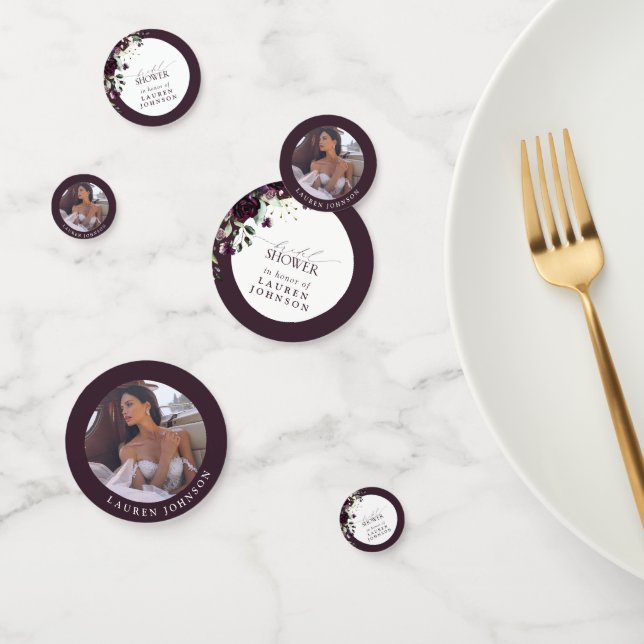 Confettis Elégante Fête des mariées d'aquarelle pourpre prun (Groupe)