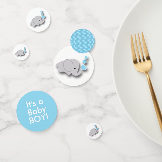 Confettis 🐘 éléphant bleu et gris | BABY SHOWER (Groupe)