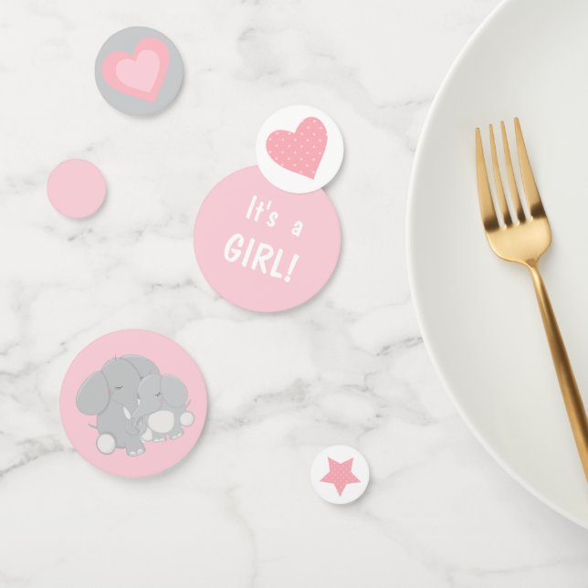 Confettis Elephant et maman Baby shower fille (Groupe)