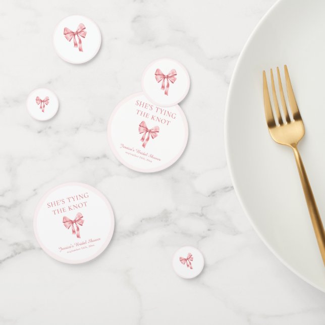 Confettis Elle Attache le Nœud Rose Pâle Réception Coquette (Groupe)