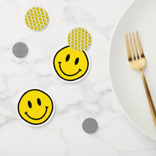 Confettis Emoji Souriant Visage Heureux Gingham Fête Amusant