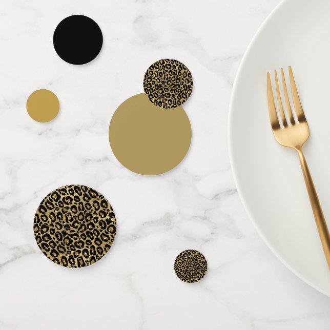 Confettis Empreinte de léopard Gold Black Poster de animal (Groupe)
