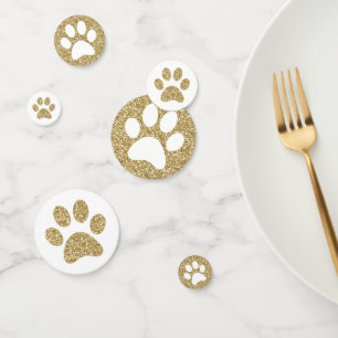Confettis Empreintes de pattes d'or Chien Chat Titres animau