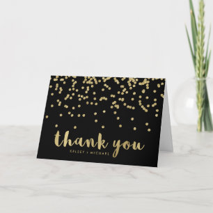 Confettis en Faux Or sur Fond Noir   Merci