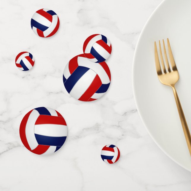 Confettis équipe de volley-ball bleu rouge couleurs fête spo (Groupe)