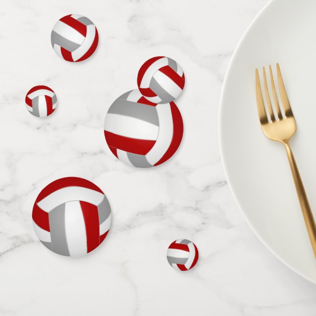 Confettis équipe de volley-ball gris rouge couleurs fête spo (Groupe)