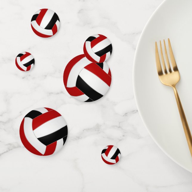 Confettis équipe noire rouge couleurs enfants volley-ball (Groupe)