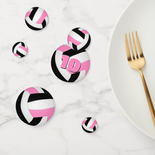 Confettis équipe rose noire couleurs filles volley-ball (Groupe)