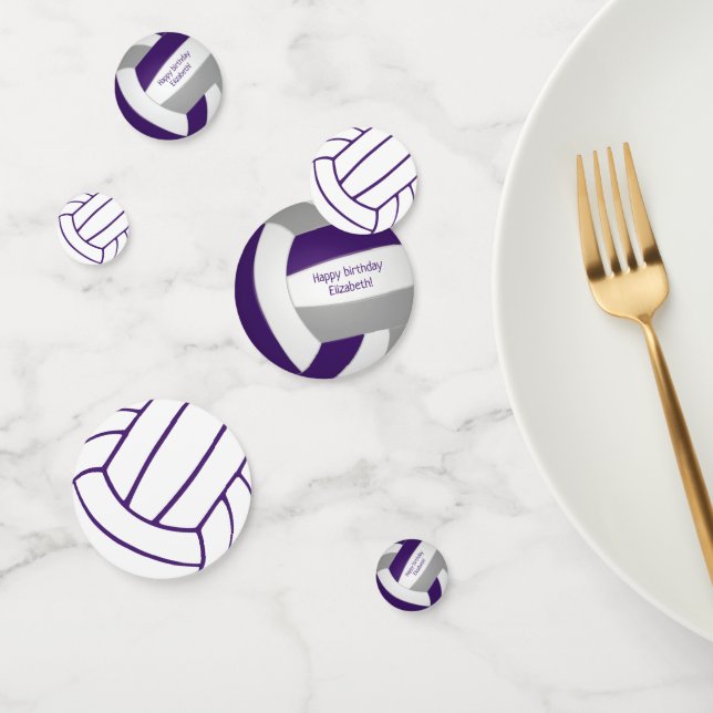 Confettis Équipe violette gris couleurs volley anniversaire (Groupe)