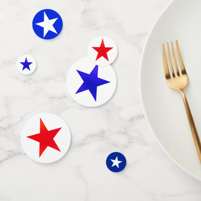 Confettis Étoiles bleues, rouges et blanches (Groupe)