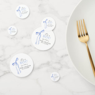 Confettis Faire-part de Baby Shower avec un Nœud Bleu, Invit