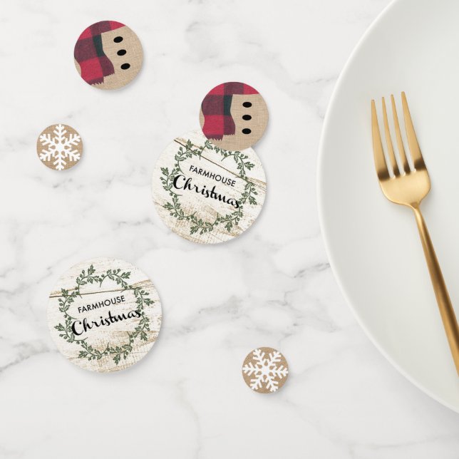 Confettis Farmhouse Christmas, Burlap Snowman et Snowflake (Groupe)